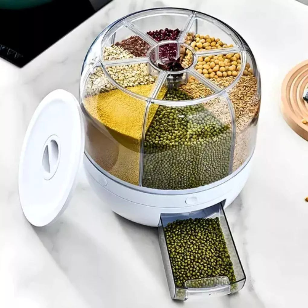 Porta Cereais Premium 6 em 1 com Dispenser Giratório – Organização, Conservação e Praticidade na Sua Cozinha!