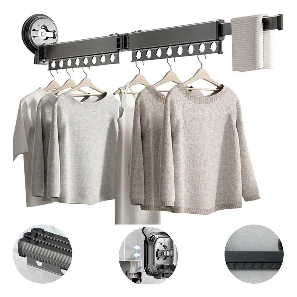 Varal Retrátil Slim 92cm com Ventosa – Organização, praticidade e design em um só produto!