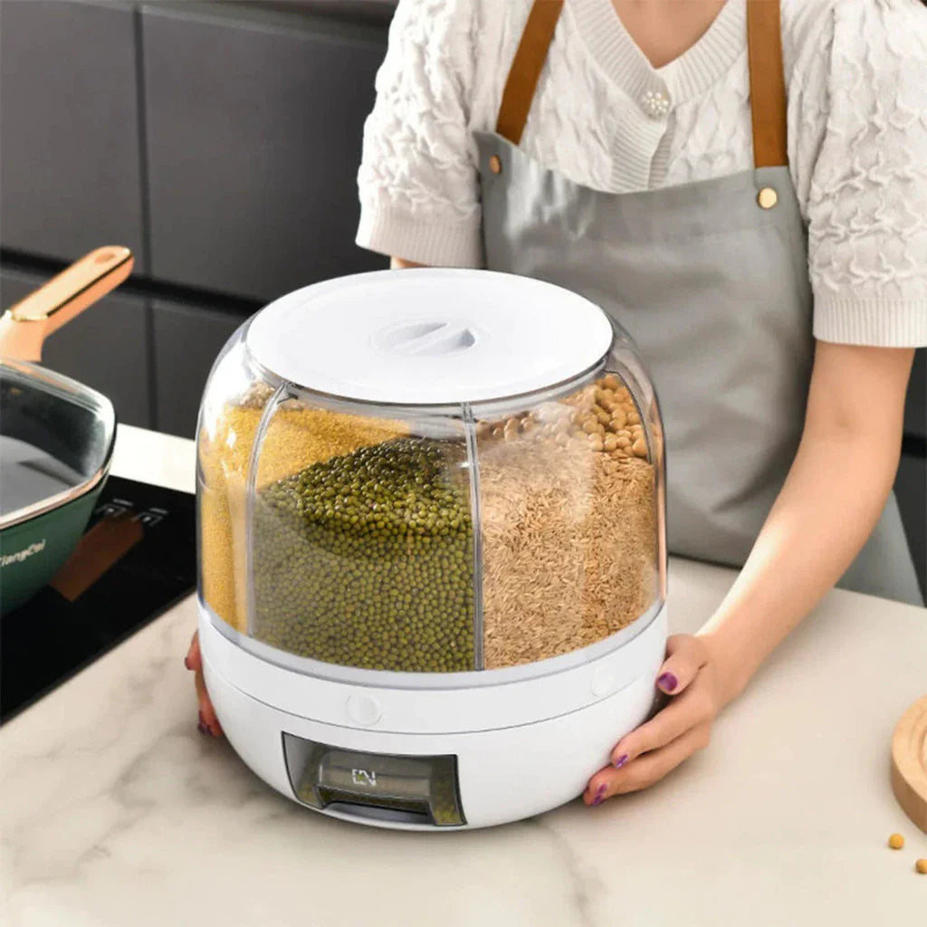 Porta Cereais Premium 6 em 1 com Dispenser Giratório – Organização, Conservação e Praticidade na Sua Cozinha!
